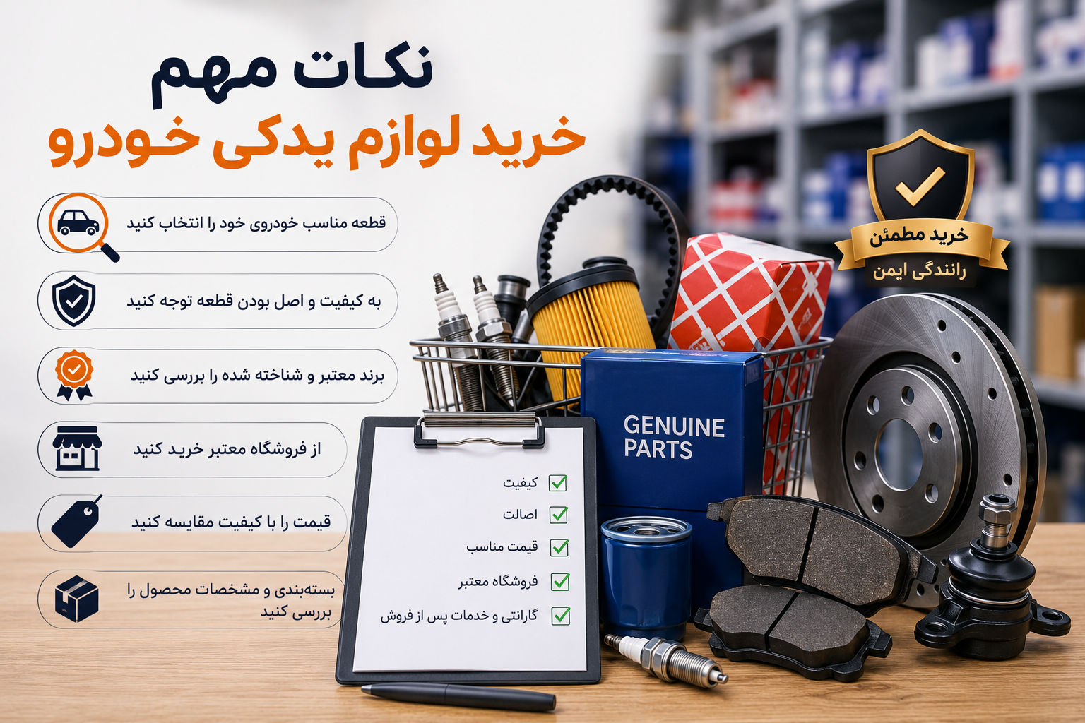 نکات مهم خرید لوازم یدکی خودرو؛ راهنمای انتخاب قطعات باکیفیت
