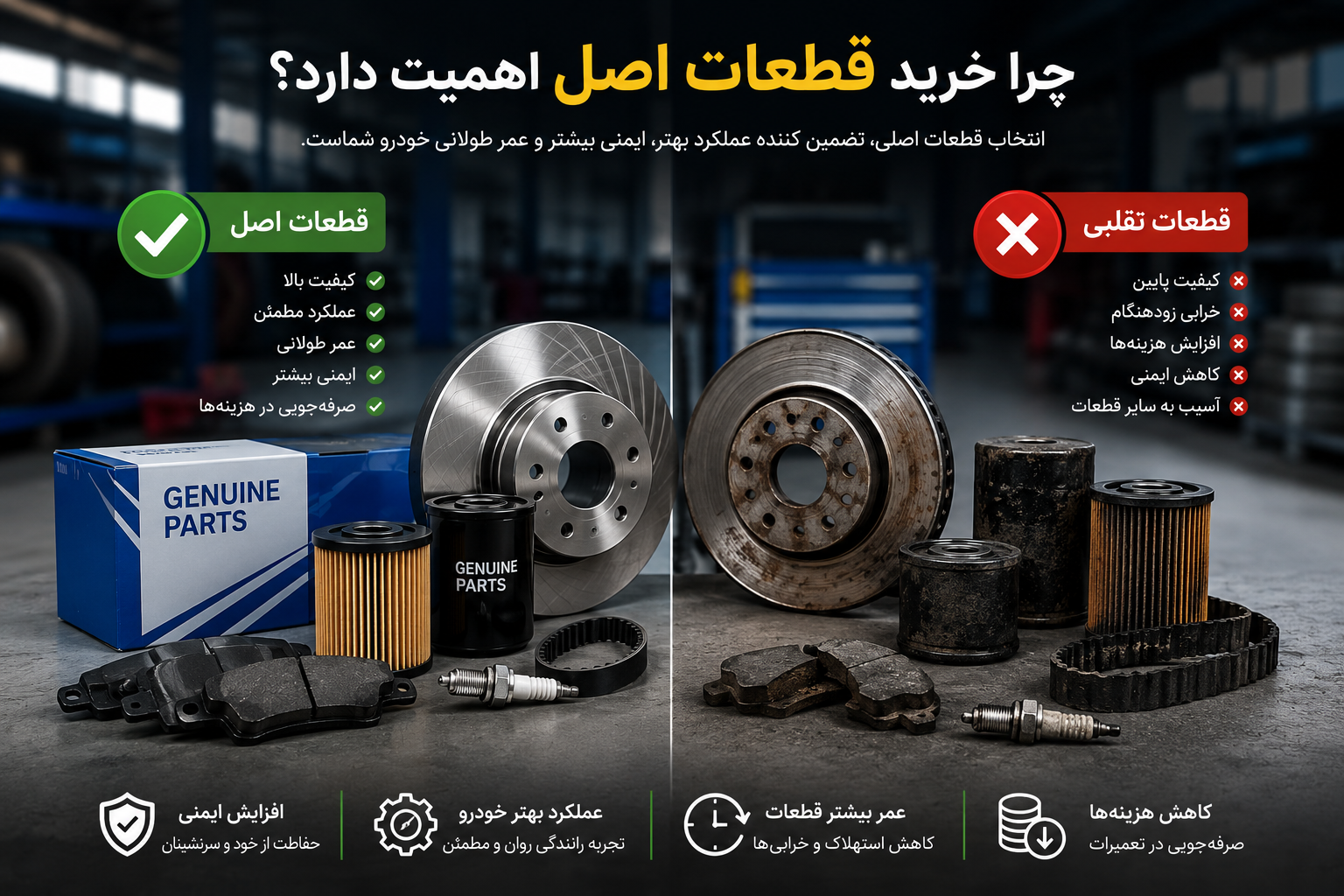 چرا خرید قطعات اصل اهمیت دارد؟ بررسی تاثیر قطعات باکیفیت بر عملکرد خودرو